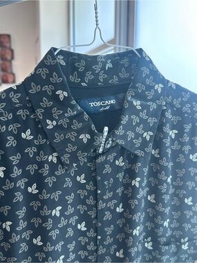 Toscano Luxe Men's Black Printed Button-Down Shirt